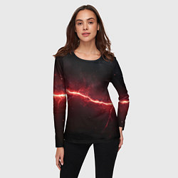 Лонгслив женский Красная линия - молния, цвет: 3D-принт — фото 2
