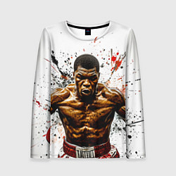 Лонгслив женский Мухаммед Али на белом, цвет: 3D-принт