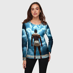 Лонгслив женский Мухаммед Али в синем дыму, цвет: 3D-принт — фото 2