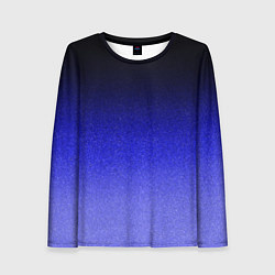 Лонгслив женский Градиент индиго из чёрно в синий текстура крошка, цвет: 3D-принт