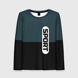 Женский лонгслив Sport чёрно-синий с белым