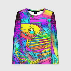 Лонгслив женский Черепа неоновые краски, цвет: 3D-принт