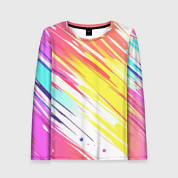 Женский лонгслив Брызги краски на белом фоне