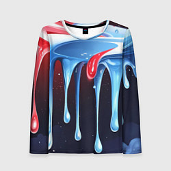 Лонгслив женский Синие и красные слизи текстура, цвет: 3D-принт