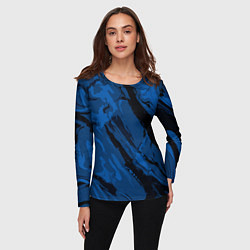 Лонгслив женский Тёмный синий абстракция, цвет: 3D-принт — фото 2