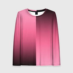 Лонгслив женский Розовый с затемнением градиент пополам, цвет: 3D-принт