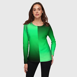Лонгслив женский Чёрно-зелёный градиент пополам, цвет: 3D-принт — фото 2