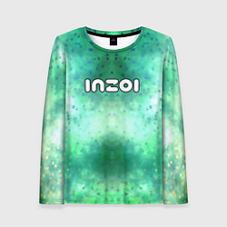 Женский лонгслив Inzoi белый логотип на зеленом фоне