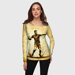 Лонгслив женский Гандболист на бежевом, цвет: 3D-принт — фото 2