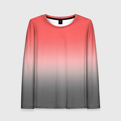 Лонгслив женский Бледный красно-серый градиент, цвет: 3D-принт