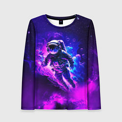 Лонгслив женский Космонавт в неоновых облаках, цвет: 3D-принт