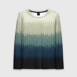 Лонгслив женский Серо-синий градиент текстурированные полосы, цвет: 3D-принт