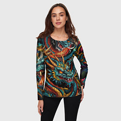 Лонгслив женский Татуировка дракона ирезуми, цвет: 3D-принт — фото 2