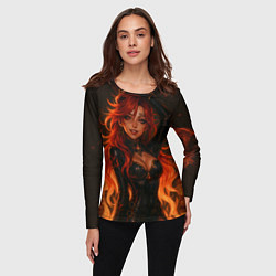 Лонгслив женский Горячая пиро архонт Мавуика - Genshin Impact, цвет: 3D-принт — фото 2