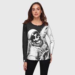 Лонгслив женский Скелет в космосе черно-белый, цвет: 3D-принт — фото 2