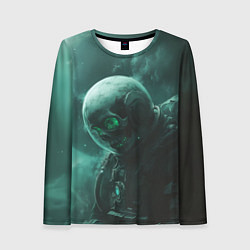 Лонгслив женский Космонавт скелет с зеленым светом, цвет: 3D-принт