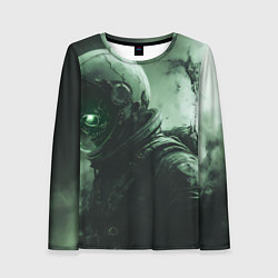 Лонгслив женский Зеленый скелет космонавта, цвет: 3D-принт