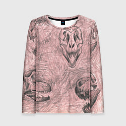 Лонгслив женский Черепа динозавров - эскиз, цвет: 3D-принт