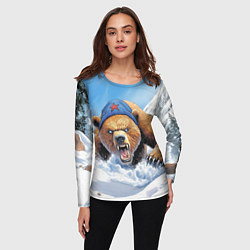 Лонгслив женский Злой русский медведь, цвет: 3D-принт — фото 2
