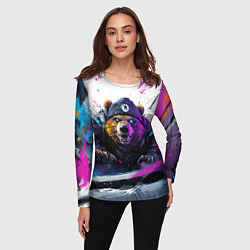 Лонгслив женский Злой медведь и краски, цвет: 3D-принт — фото 2