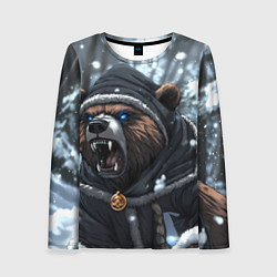 Лонгслив женский Зима - русский медведь, цвет: 3D-принт
