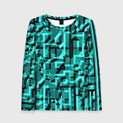 Лонгслив женский Неоновый голубой объёмный эффект, цвет: 3D-принт
