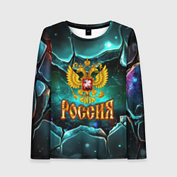 Лонгслив женский Россия - объемные плиты, цвет: 3D-принт
