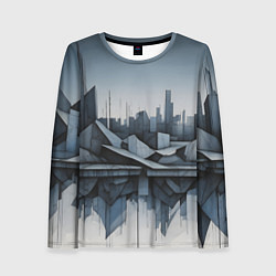 Лонгслив женский Небоскребы и скалы, цвет: 3D-принт