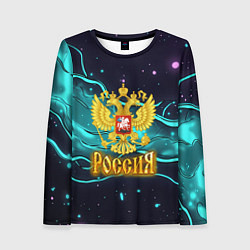 Лонгслив женский Россия - березовая абстракция, цвет: 3D-принт