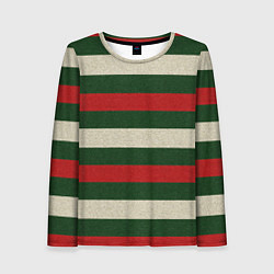 Женский лонгслив Цветные лини текстура ткани