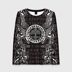 Лонгслив женский Дерево жизни и древние руны, цвет: 3D-принт