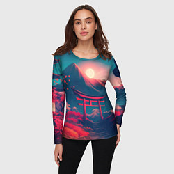 Лонгслив женский Врата тории на фоне японских гор, цвет: 3D-принт — фото 2