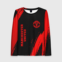 Лонгслив женский Manchester United - red gradient вертикально, цвет: 3D-принт