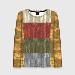 Лонгслив женский Цветной узор абстрактная графика, цвет: 3D-принт