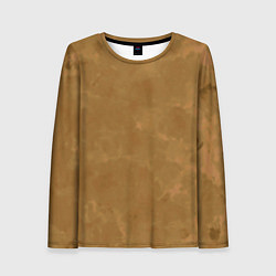 Лонгслив женский Светлый оливково-коричневый однотонный текстурный, цвет: 3D-принт