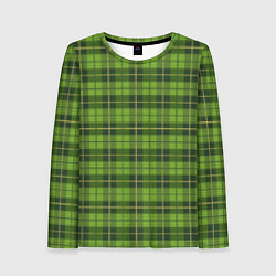 Лонгслив женский Зеленый тартан, цвет: 3D-принт