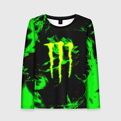 Лонгслив женский Monster energy кислотное лого огонь, цвет: 3D-принт