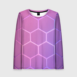 Лонгслив женский Розовые неоновые соты, цвет: 3D-принт