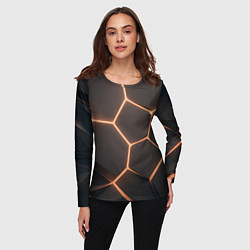 Лонгслив женский Серая текстура из сот, цвет: 3D-принт — фото 2
