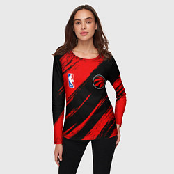 Лонгслив женский Торонто Рэпторс - красные потертости, цвет: 3D-принт — фото 2