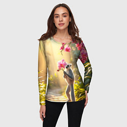 Лонгслив женский Лемур идёт на свидание, цвет: 3D-принт — фото 2