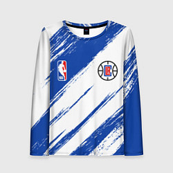 Лонгслив женский Клипперс - синяя краска, цвет: 3D-принт