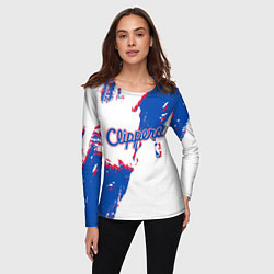 Лонгслив женский Клипперс - разлитая краска, цвет: 3D-принт — фото 2