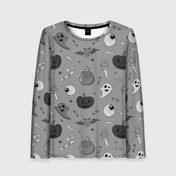 Лонгслив женский Halloween grey, цвет: 3D-принт