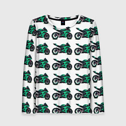 Лонгслив женский Motorcycle turquoise, цвет: 3D-принт