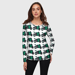 Лонгслив женский Motorcycle turquoise, цвет: 3D-принт — фото 2