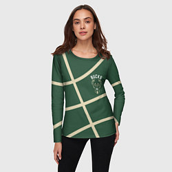 Лонгслив женский Милуоки Бакс - баскетбольные линии, цвет: 3D-принт — фото 2