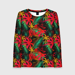 Лонгслив женский Palm yellow red, цвет: 3D-принт