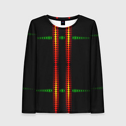 Лонгслив женский Neon black green circles, цвет: 3D-принт