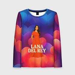 Лонгслив женский Lana Del Rey на фоне сердечек, цвет: 3D-принт